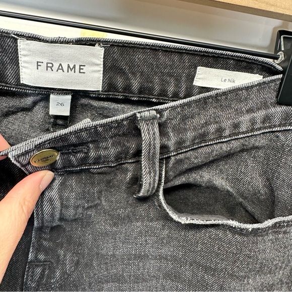 Frame Le Nik Straight Leg Jeans Distressed Black Size 26 - Picture 6 of 11